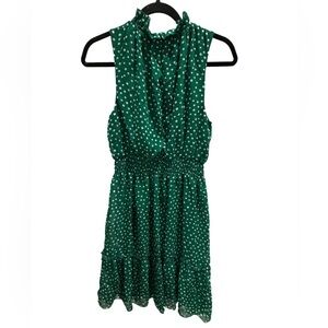 Women’s Elegant Green Polka Dot Dress